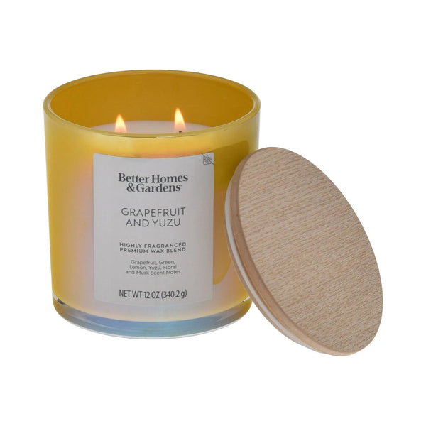 Grapefruit & Yuzu Scented 2-Wick Iridescent Jar Candle - 1 pack - 12 oz per pack - plus 3 My Outlet Mall Resealable Storage Pouches