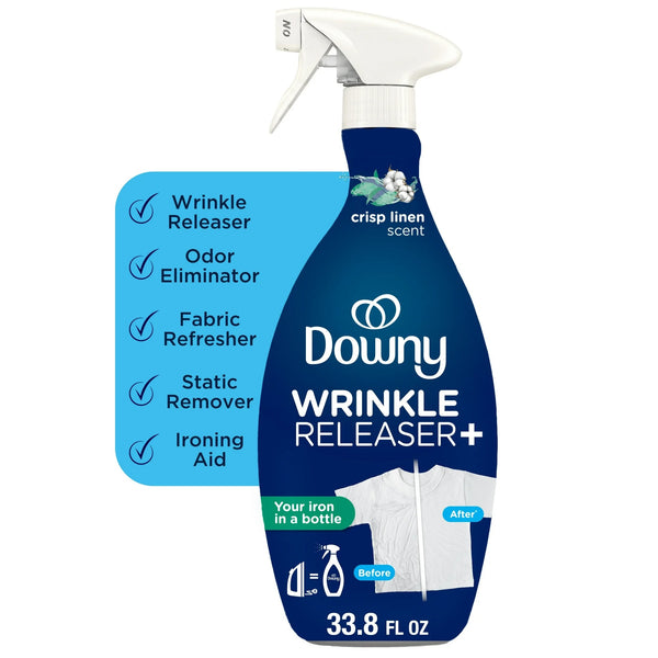 Wrinkle Releaser Spray, Fabric Refreshing and Odor Eliminating, Crisp Linen - 2 packs - 33.8 fl oz per pack - plus 3 My Outlet Mall Resealable Storage Pouches
