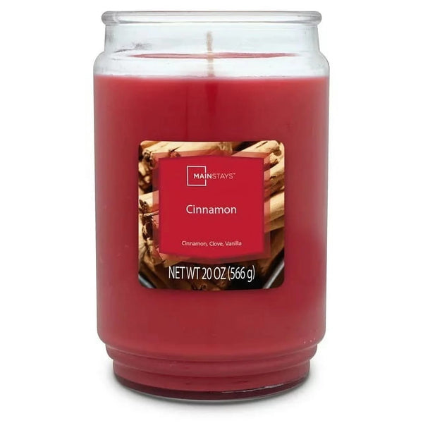 Cinnamon Scented Single-Wick Large Glass Jar Candle - 1 pack - 20 oz per pack - plus 3 My Outlet Mall Resealable Storage Pouches