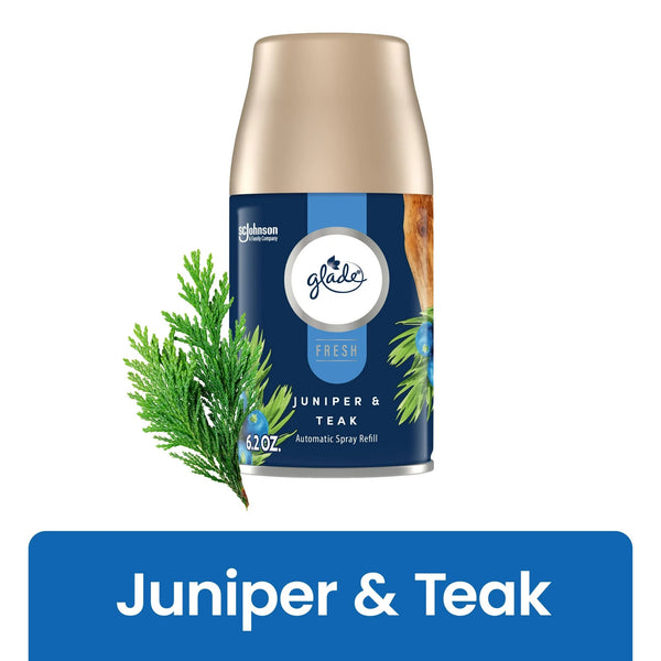 Automatic Spray Refill, Air Freshener, Infused with Essential Oils, Juniper & Teak - 2 packs - 6.2 oz per pack - plus 3 My Outlet Mall Resealable Storage Pouches