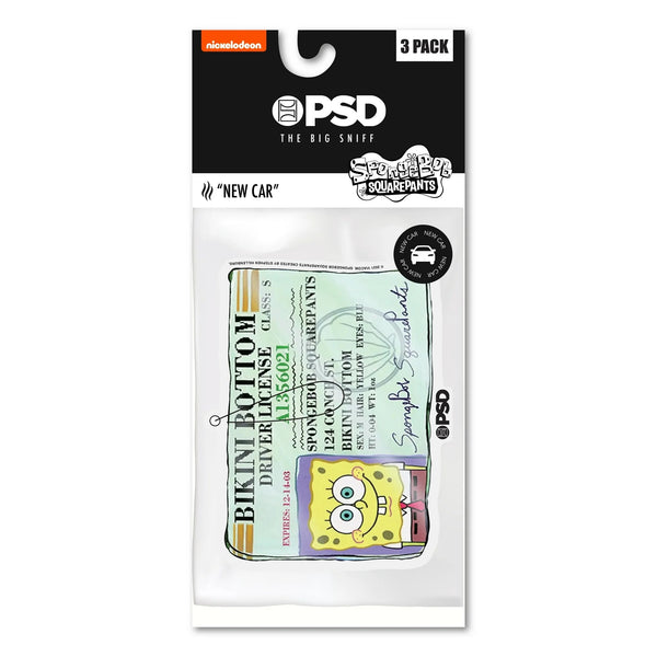 Hanging Air Freshener Sponge Bob Square Pants Driver's License with New Car Scent - 2 packs - 3 count per pack - plus 3 My Outlet Mall Resealable Storage Pouches
