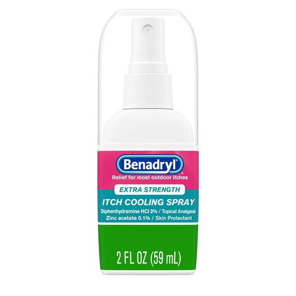 Extra Strength Anti-Itch Cooling Spray, Travel Size - 2 packs - 2 Fl oz per pack - plus 3 My Outlet Mall Resealable Storage Pouches
