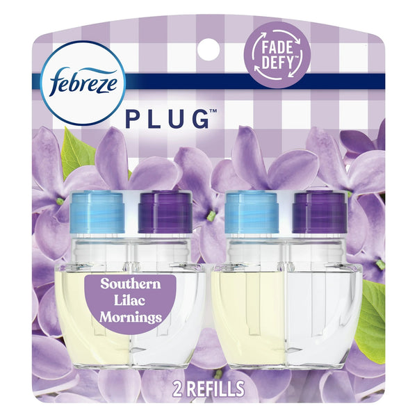 Plug In Air Freshener, Odor-Fighting Oil Refill, Southern Lilac Mornings, 2 Refills - 1 pack - plus 3 My Outlet Mall Resealable Storage Pouches
