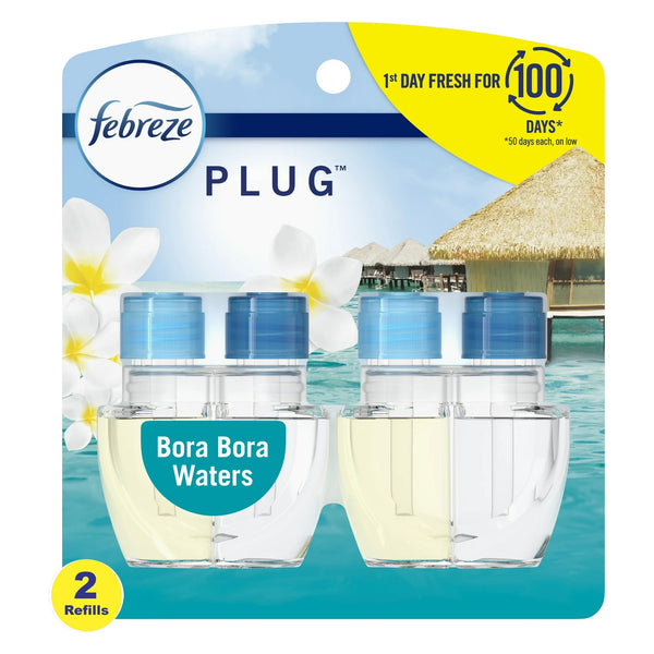 Plug In Air Freshener, Odor-Fighting Scented Oil Refill, Bora Bora Waters Scent, 2 Refills - 1 pack - plus 3 My Outlet Mall Resealable Storage Pouches