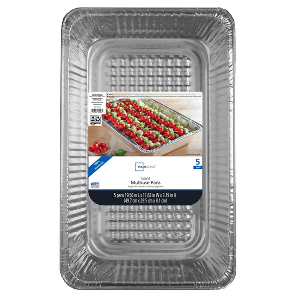 Disposable Aluminum Full Size Steam Table Pans, 5 Count 19.56" x 11.63" x 3.19" - 2 packs - 5 Count per pack - plus 3 My Outlet Mall Resealable Storage Pouches