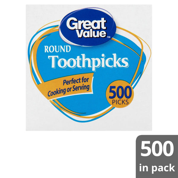 Round Toothpicks - 1 pack - 500 Count per pack - plus 3 My Outlet Mall Resealable Storage Pouches