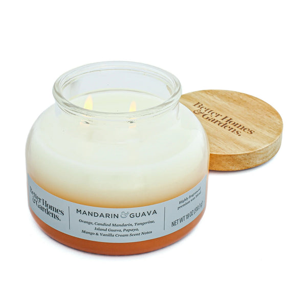 Mandarin Guava Scented 2-Wick Ombre Bell Jar Candle - 1 pack - 18 oz per pack - plus 3 My Outlet Mall Resealable Storage Pouches