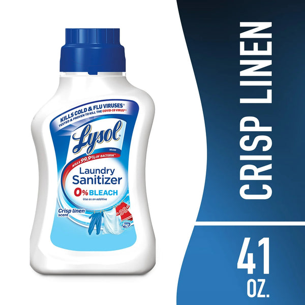 Laundry Sanitizer Additive, 0% Bleach, Crisp Linen - 1 pack - 41 oz per pack - plus 3 My Outlet Mall Resealable Storage Pouches