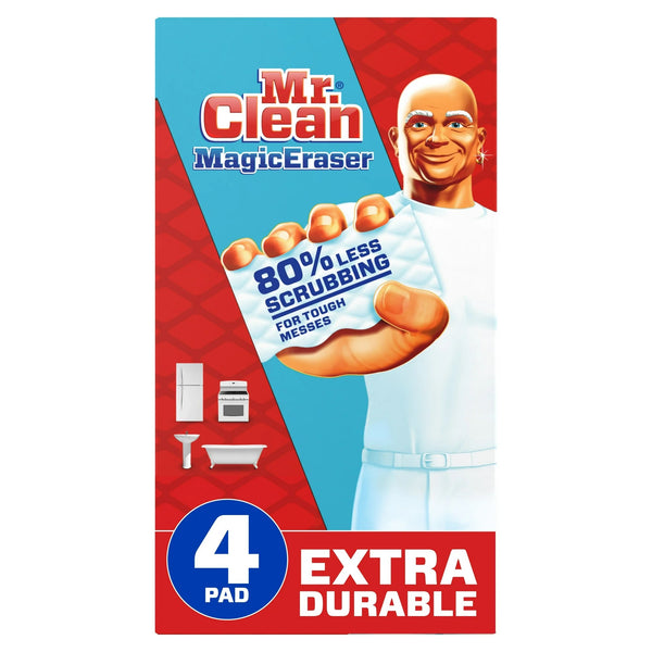 Magic Eraser Extra Durable Cleaning Pad - 1 pack -  4 count per pack - plus 3 My Outlet Mall Resealable Storage Pouches