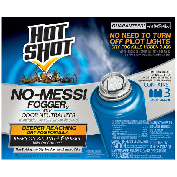 No Mess! Fogger with Odor Neutralizer, Kills Carpenter Ants, Spiders, Fleas and More - 2 packs - 3 Count - plus 3 My Outlet Mall Resealable Storage Pouches