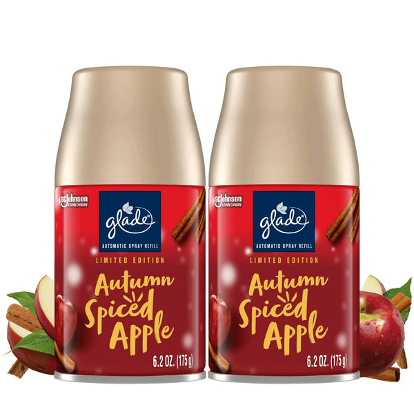 Automatic Spray Refills, Air Freshener, Autumn Spiced Apple, Fragrance Infused with Essential Oils- 1 pack - 2 count per pack - plus 3 My Outlet Mall Resealable Storage Pouches