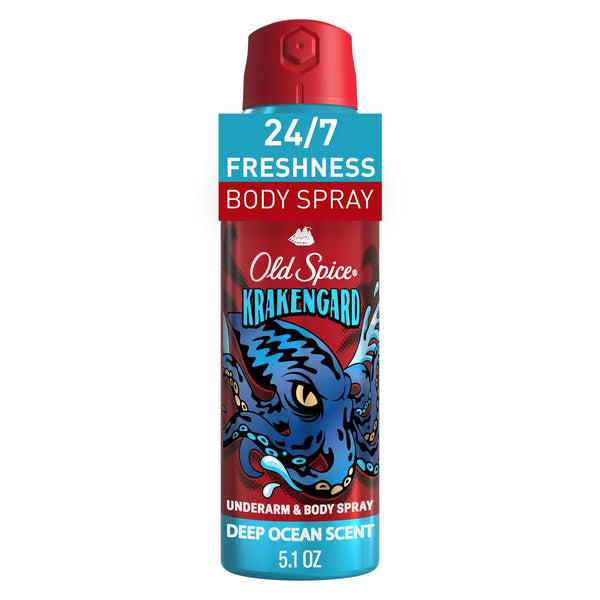 Aluminum Free Body Spray for Men, Krakengard, Deep Ocean Scent - 1 pack - 5.1 oz per pack - plus 3 My Outlet Mall Resealable Storage Pouches