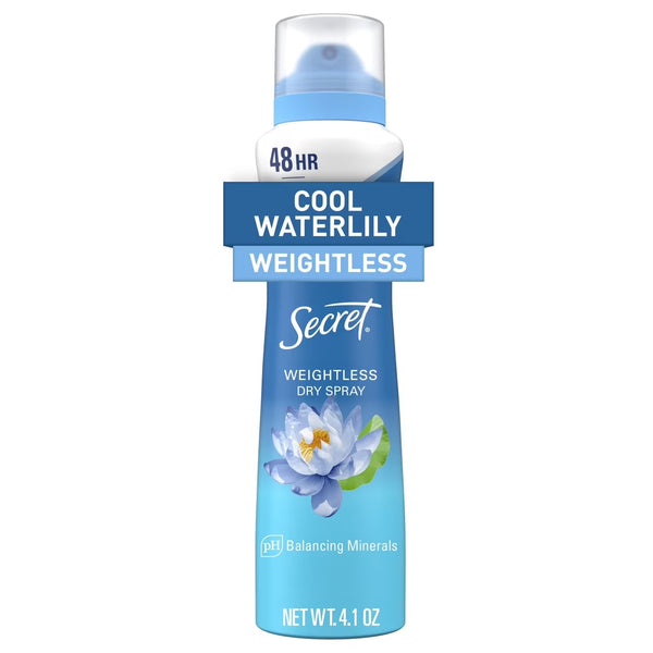 Dry Spray Antiperspirant Deodorant, Waterlily and Argan Oil - 2 packs - 4.1 oz per pack - plus 3 My Outlet Mall Resealable Storage Pouches