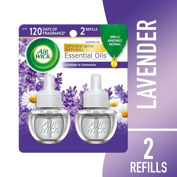 Plug in Scented Oil Refill, Air Freshener, Essential Oils, Lavender and Chamomile - 3 packs - 2 Count per pack - plus 3 My Outlet Mall Resealable Storage Pouches