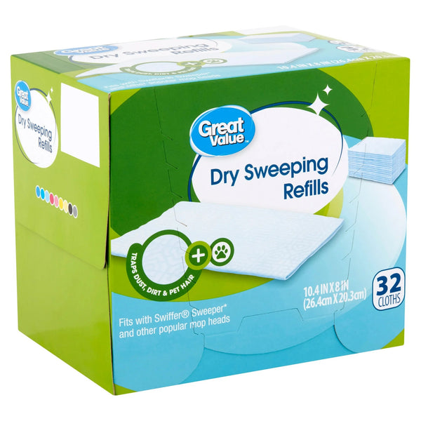 Dry Sweeping Cloth Refills - 1 pack - 32 count per pack - plus 3 My Outlet Mall Resealable Storage Pouches