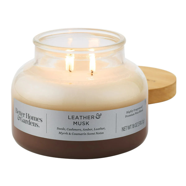Leather and Musk Scented 2-Wick Ombre Bell Jar Candle - 3 packs - 18 oz per pack - plus 3 My Outlet Mall Resealable Storage Pouches