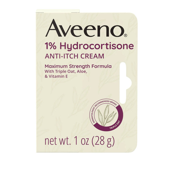 Maximum Strength 1% Hydrocortisone Anti-Itch Cream, Triple Oat - 1 pack - plus 3 My Outlet Mall Resealable Storage Pouches