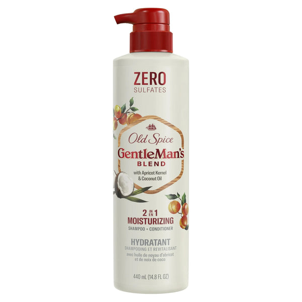 2-in-1 Men's Shampoo and Conditioner, Moisturizing Gentleman's Blend, All Hair - 1 pack - 14.8Fl oz per pack - plus 3 My Outlet Mall Resealable Storage Pouches