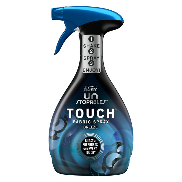 Unstopables Touch Fabric Spray and Odor Fighter, Breeze - 3 packs - 27 fl oz per pack - plus 3 My Outlet Mall Resealable Storage Pouches