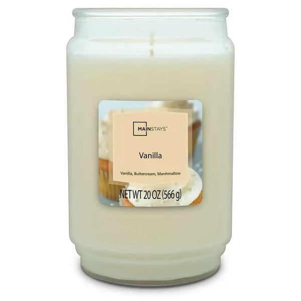 Vanilla Scented Single-Wick Large Glass Jar Candle - 1 pack - 20 oz per pack - plus 3 My Outlet Mall Resealable Storage Pouches