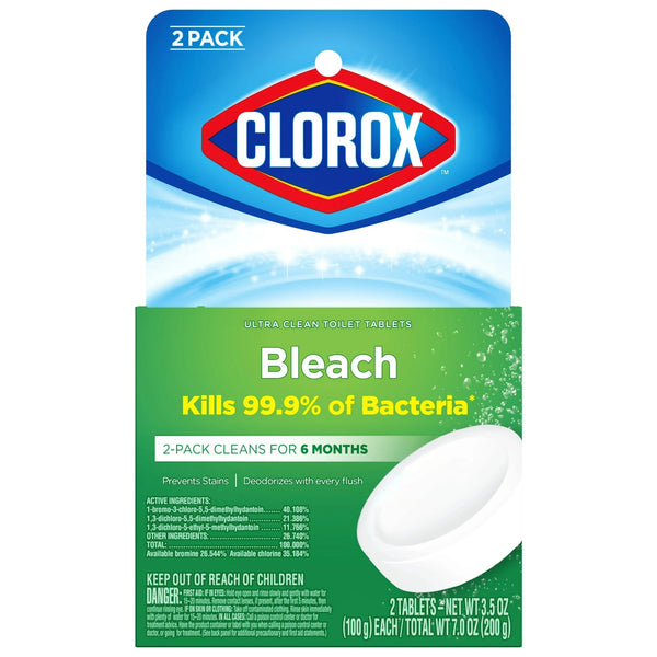 Bleach Automatic Toilet Bowl Cleaner Tablets - 1 pack - 2 Count - plus 3 My Outlet Mall Resealable Storage Pouches