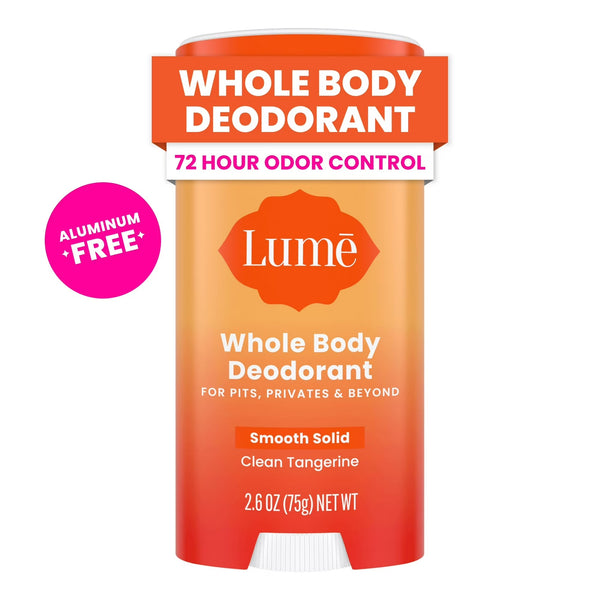 Whole Body Deodorant for Women Smooth Solid Stick  Aluminum Free, Clean Tangerine - 2 packs - 2.6 oz per pack - plus 3 My Outlet Mall Resealable Storage Pouches