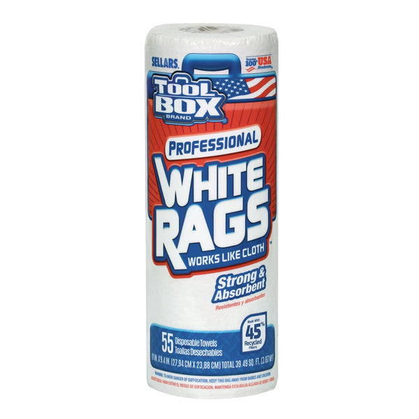 Professional White Rags Multi-Surface Cleaning Disposable Towel - 1 pack - 55 sheets per pack/roll- plus 3 My Outlet Mall Resealable Storage Pouches