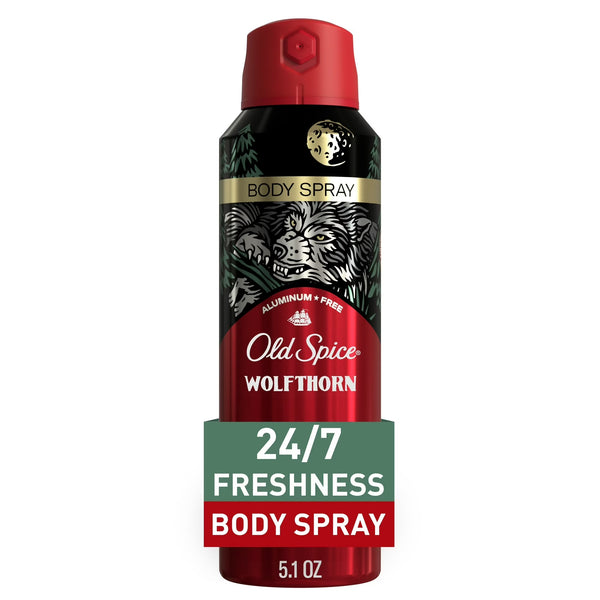 Aluminum Free Body Spray for Men, Wolfthorn - 3 packs - 5.1 oz per pack - plus 3 My Outlet Mall Resealable Storage Pouches