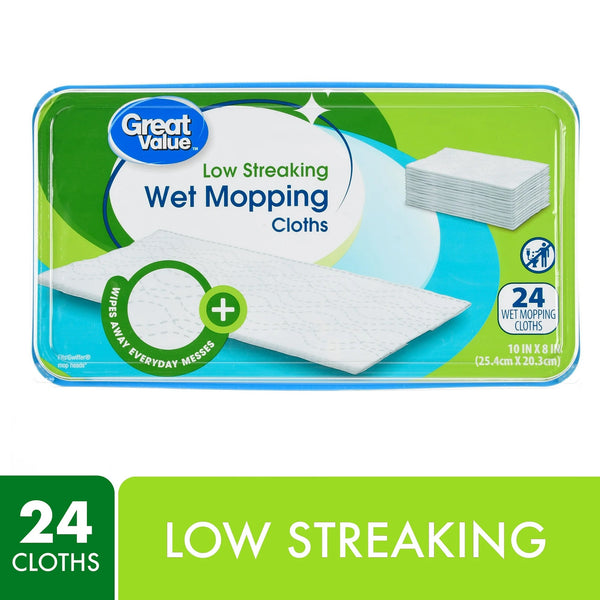 Wet Mopping Cloths - 1 pack - 24 count per pack - plus 3 My Outlet Mall Resealable Storage Pouches