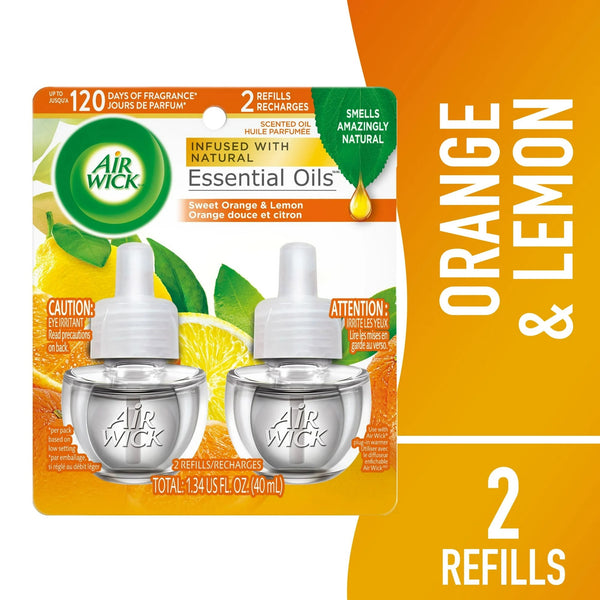 Pure Scented Oils Refill, Sparkling Citrus Fragrance - 1 pack - 2 Count per pack - plus 3 My Outlet Mall Resealable Storage Pouches