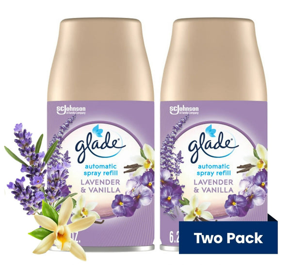 Automatic Spray Refills, Air Freshener, Infused with Essential Oils, Lavender & Vanilla - 2 packs - 2 count per pack - plus 3 My Outlet Mall Resealable Storage Pouches
