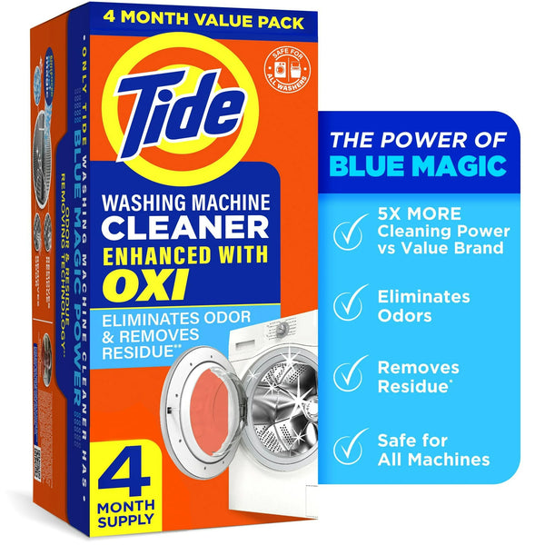 Washing Machine Cleaner with Oxi Powder, Odor Eliminator and Washer Residue Remover- 2 packs - 4 count per pack - plus 3 My Outlet Mall Resealable Storage Pouches