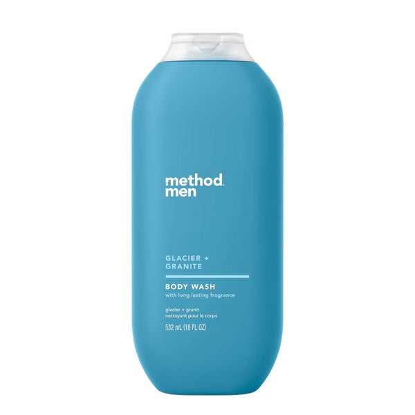 Men Body Wash, Glacier + Granite - 2 packs - 18 oz per pack - plus 3 My Outlet Mall Resealable Storage Pouches