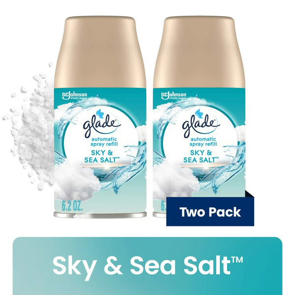 Automatic Spray Refills, Air Freshener, Infused with Essential Oils, Sky & Sea Salt - 3 packs - 2 count per pack - plus 3 My Outlet Mall Resealable Storage Pouches