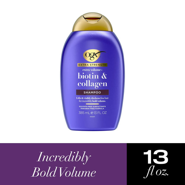 Extra Strength Biotin & Collagen Shampoo - 1 pack - 13Fl oz per pack - plus 3 My Outlet Mall Resealable Storage Pouches