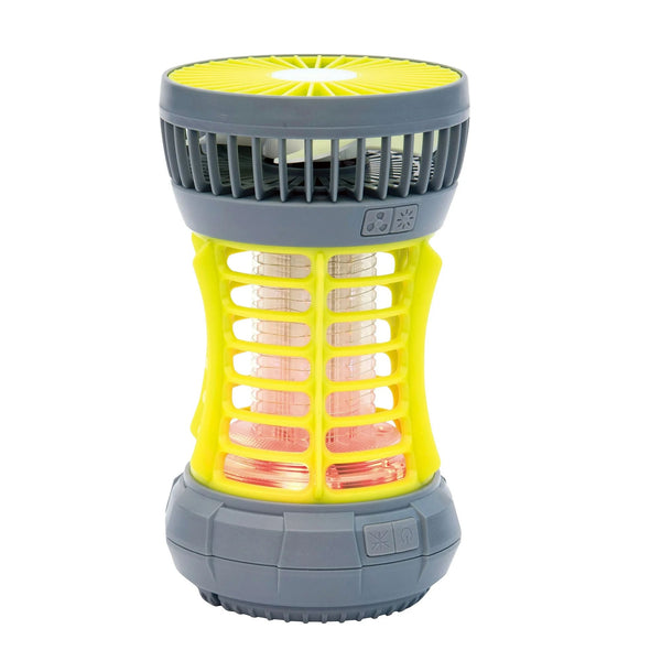 Bug Zapper, Yellow, 2-in-1 Fan & LED Light, Outdoor Use, Electronic 5V, Rechargeable - 2 packs - plus 3 My Outlet Mall Resealable Storage Pouches