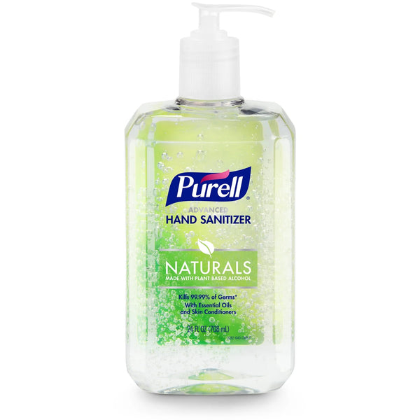 Advanced Hand Sanitizer Gel, Naturals, Pump Bottle (Adult) - 2 packs - 24 oz per pack - plus 3 My Outlet Mall Resealable Storage Pouches