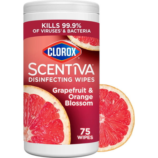 Scentiva Bleach-Free Cleaning Wipes, Grapefruit & Orange Blossom - 2 packs - 75 count plus 3 My Outlet Mall Resealable Storage Pouches