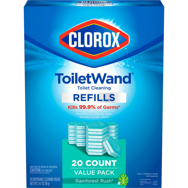 ToiletWand Disinfecting Refills, Disposable Wand Heads, Rainforest Rush - 2 packs - 20 count per pack - plus 3 My Outlet Mall Resealable Storage Pouches