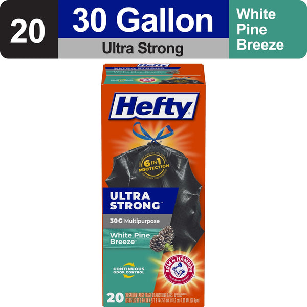 Ultra Strong 30-gallon Trash Bags, Black Large Trash Bags, White Pine Breeze Scent - 2 packs - 20 count per pack - plus 3 My Outlet Mall Resealable Storage Pouches