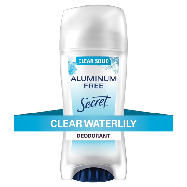 Aluminum Free Deodorant Clear Solid, Waterlily - 1 pack - 2.4 oz per pack - plus 3 My Outlet Mall Resealable Storage Pouches