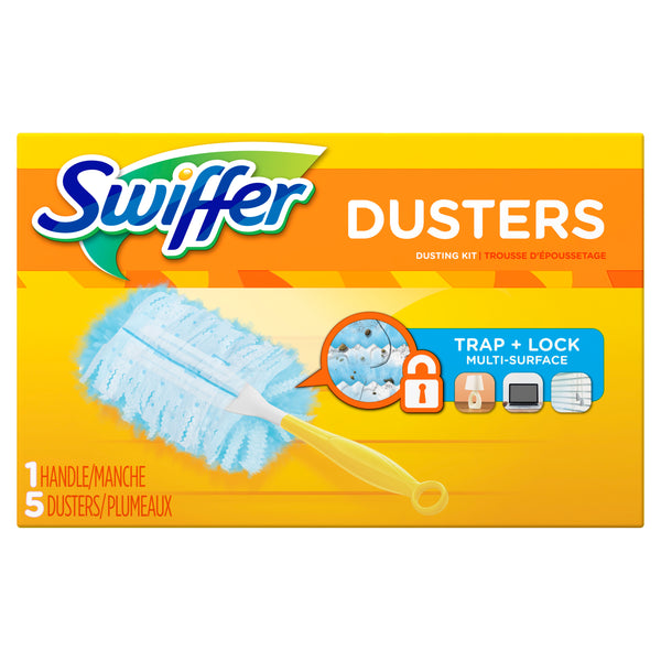 Dusters Cleaning Kit, Feather Duster Alternative, Unscented, 1 Handle + 5 Refills - 2 packs - 6 count per pack - plus 3 My Outlet Mall Resealable Storage Pouches