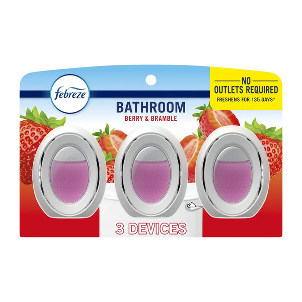 Bathroom Air Freshener, Small Spaces Odor-Fighting, Berry & Bramble, 3 Count - 1 pack - plus 3 My Outlet Mall Resealable Storage Pouches