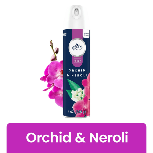 Air Freshener Spray, Orchid & Neroli, Fresh Collection, Fragrance Infused with Essential Oils, 100% Natural Propellent - 2 packs - 8.0 oz per pack - plus 3 My Outlet Mall Resealable Storage Pouches