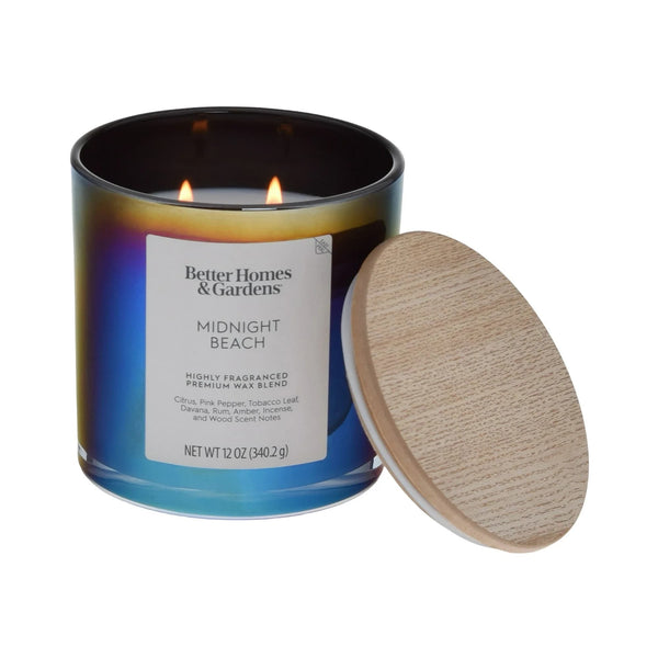 Midnight Beach Scented 2-Wick Iridescent Jar Candle - 1 pack - 12 oz per pack - plus 3 My Outlet Mall Resealable Storage Pouches