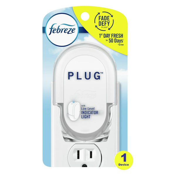 Odor-Fighting Fade Defy Plug Air Freshener Warmer Device, Fresh - 1 pack - 1 count per pack - plus 3 My Outlet Mall Resealable Storage Pouches