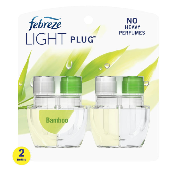 Plug In Air Freshener, Odor-Fighting Scented Oil Refill, Light Bamboo Scent, 2 Refills - 3 packs - plus 3 My Outlet Mall Resealable Storage Pouches