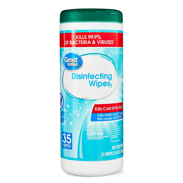 Fresh Scent Disinfecting Wipes- 2 packs - 35 count per pack - plus 3 My Outlet Mall Resealable Storage Pouches