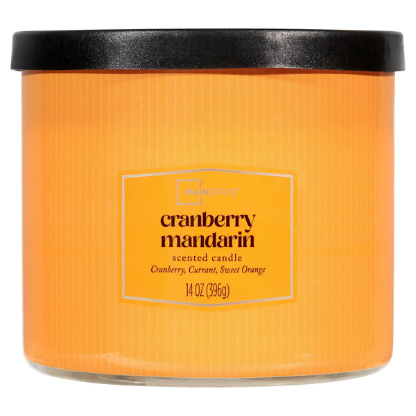 3-Wick Textured Wrapped Cranberry Mandarin Scented Candle - 1 pack - 14 oz per pack - plus 3 My Outlet Mall Resealable Storage Pouches