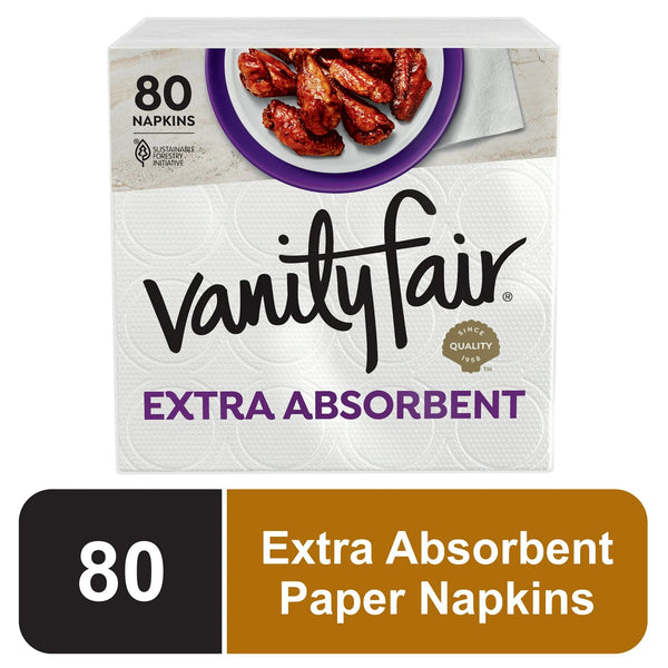 Extra Absorbent Paper Napkins, White, Soft and Strong Disposable Napkins - 2 packs - 80 Count per pack - plus 3 My Outlet Mall Resealable Storage Pouches